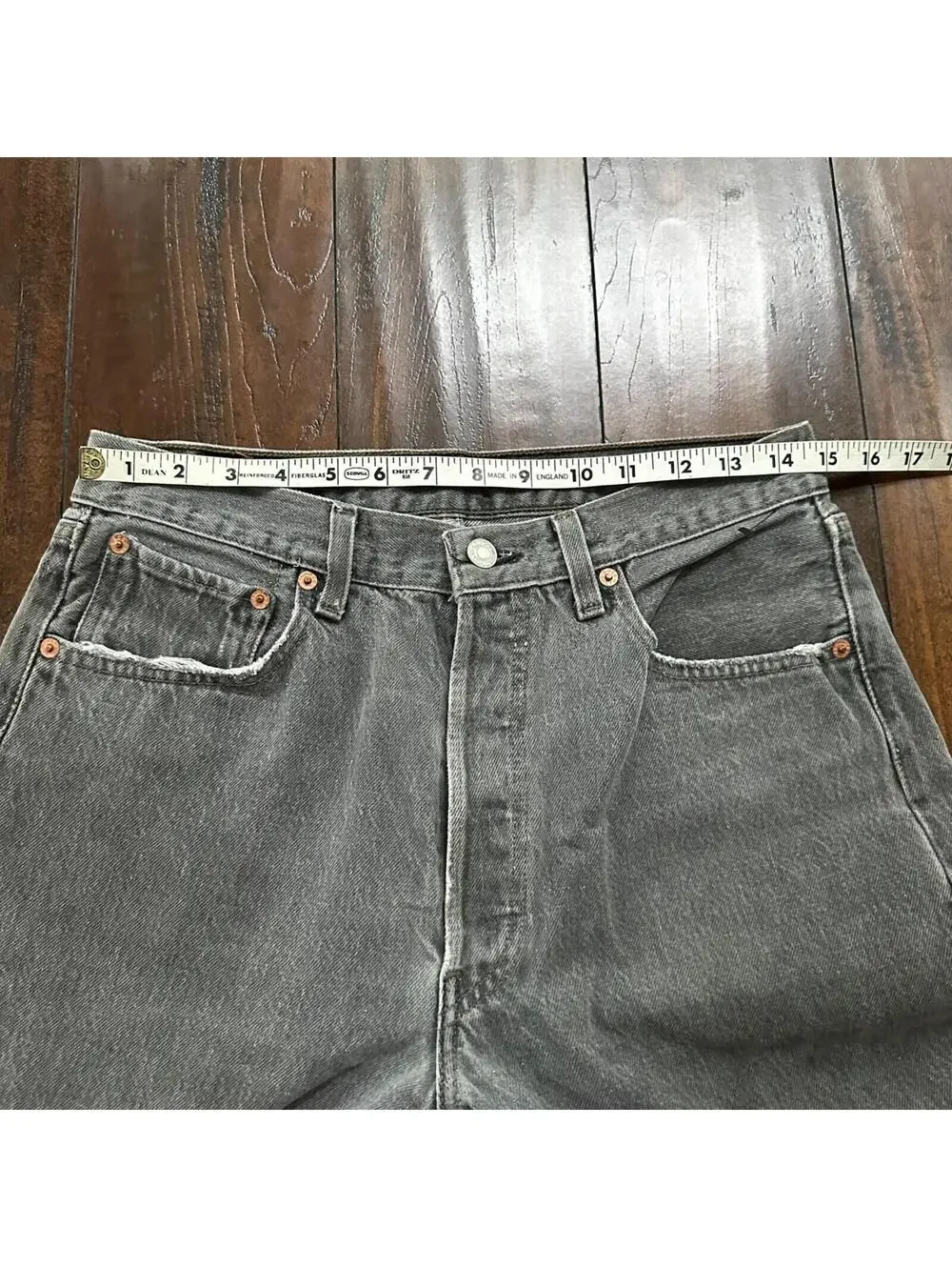 VTG 90s Levis 501 Button Fly 33x34 USA Tag Jeans Straight Wash Grey XX Act 30x32